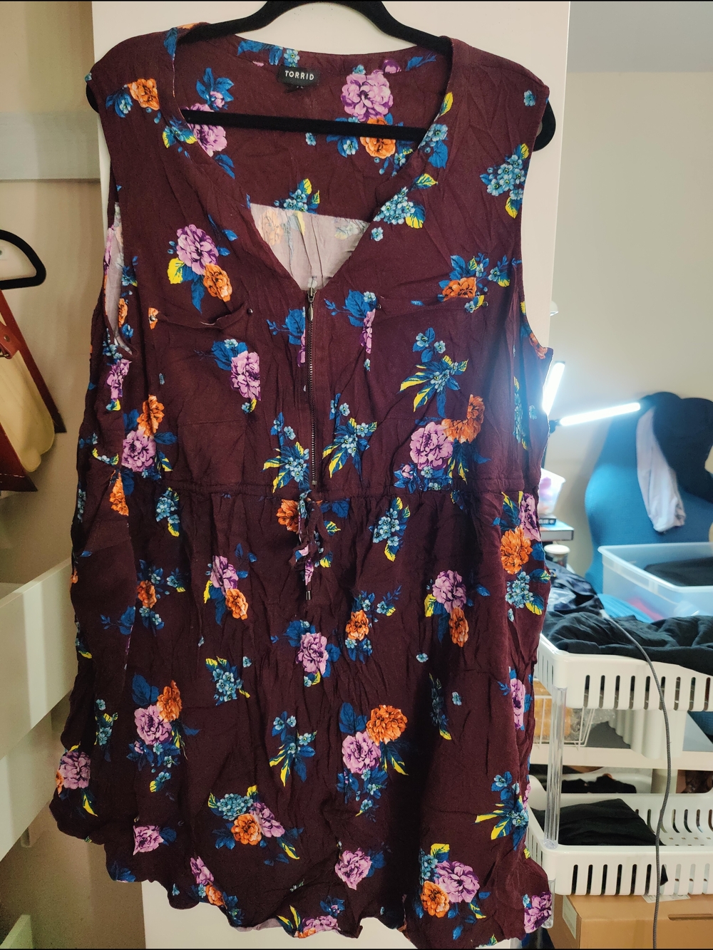 Torrid Plum Purple Floral Zipper Dress - 4X
